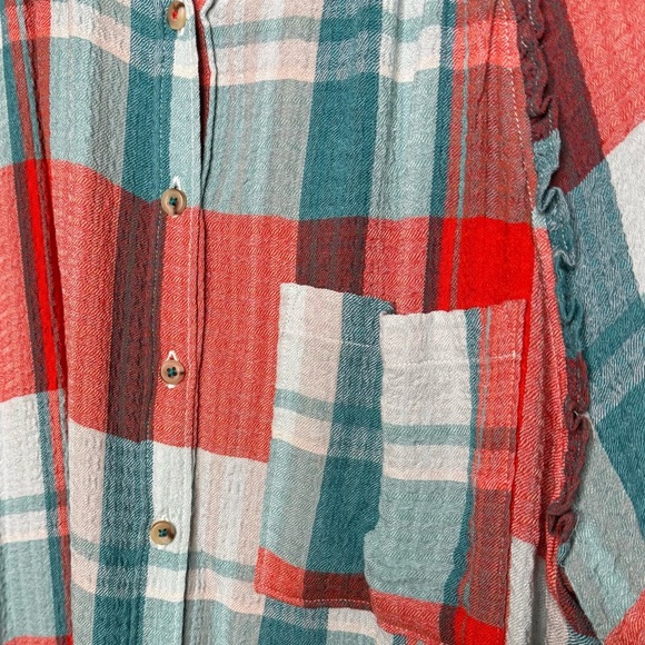 Pilcro Breezy button down long sleeve plaid top Women's size XL - Picture 5 of 8